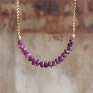Raw Natural Ruby stone necklace